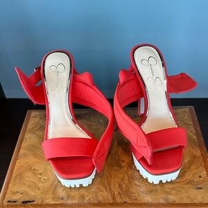 Jessica Simpson Red Chunky Platform Heels